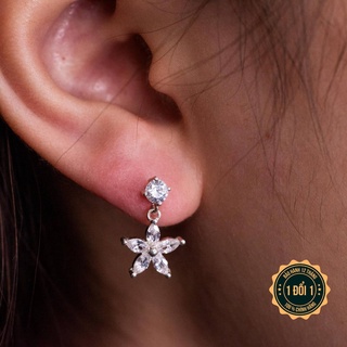 [HOTSALE60%] Khuyên Tai Bạc Nữ Kilian Silver Đính Đá Hoa 5 Cánh Kim Cương Nhân Tạo - KL0116