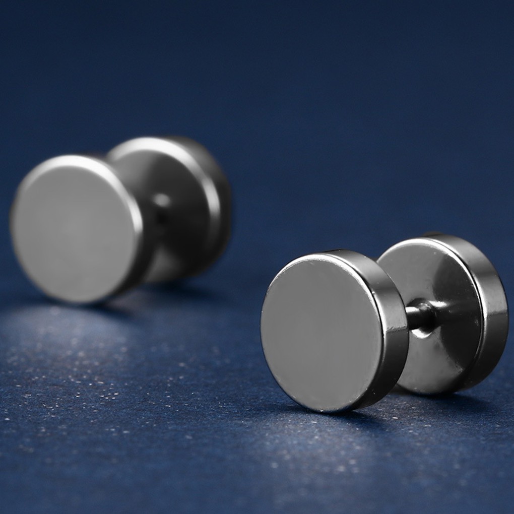 Đôi khuyên tai hình quả tạ thời trang cho nam và nữ