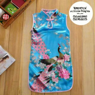 Sườn xám bé gái nút khoét (1-9 tuổi)