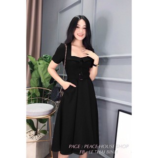 Đầm Maxi Dáng Xòe Chất Kate Lụa Kèm Đai Bel