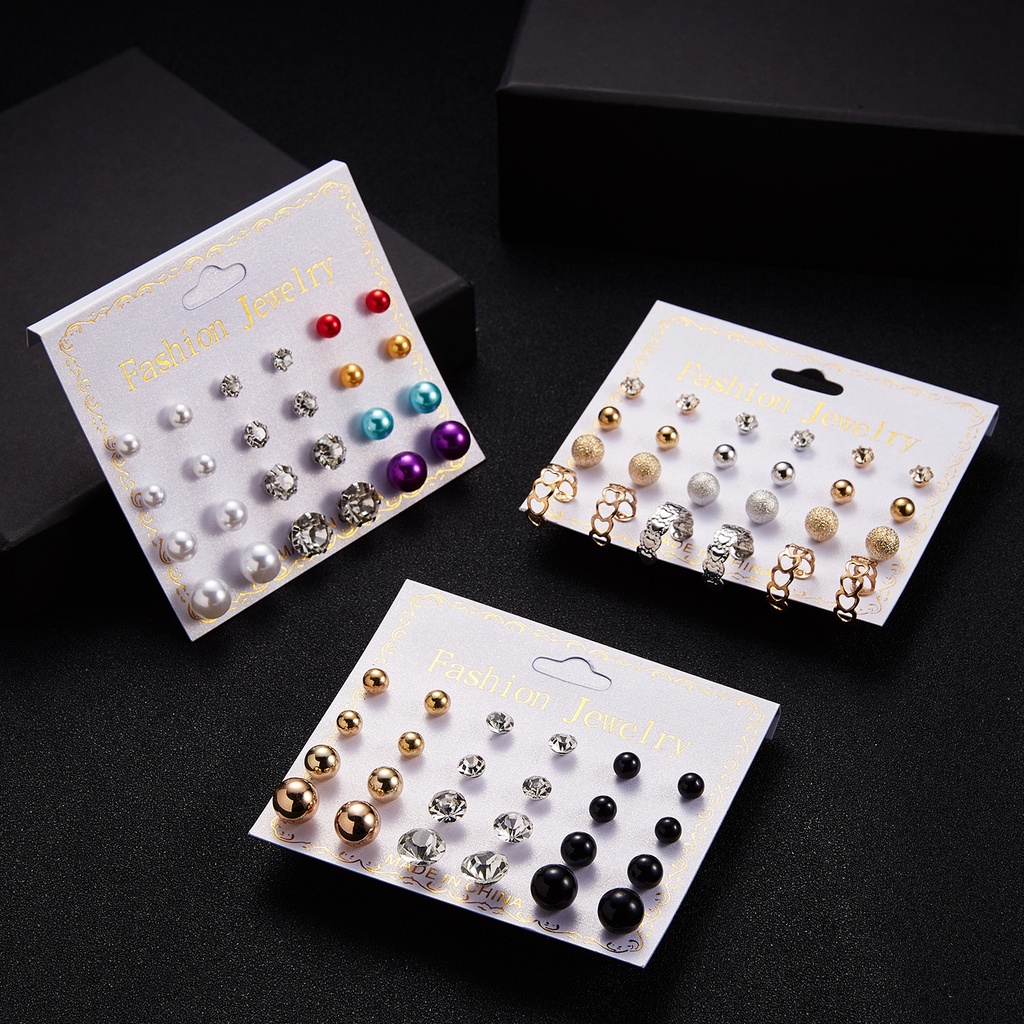 Set 12 bông tai thời trang xinh xắn dành cho nữ