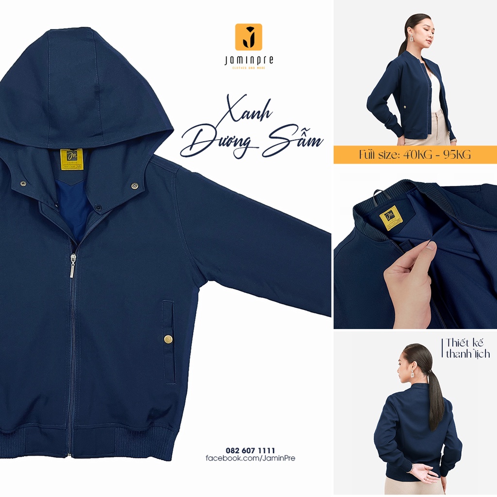 Jamin Premium - Áo Khoác Cao Cấp Có nón, áo khoác cặp, chất kaki thun không xổ lông 2 Lớp,chống nắng, chống tia UV JBC19