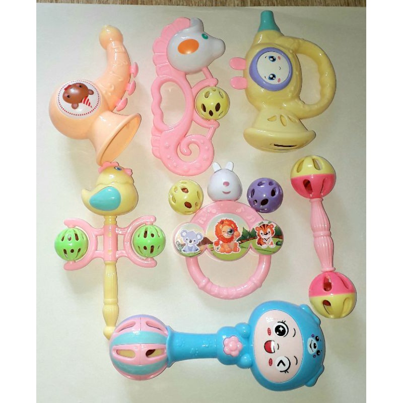 Sét 7 cái lục lạc_ lắc nhạc khác nhau bằng nhựa cho bé