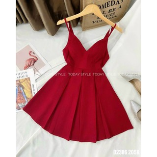 Đầm đỏ lưng đính ngọc H3143 (+hình thật)