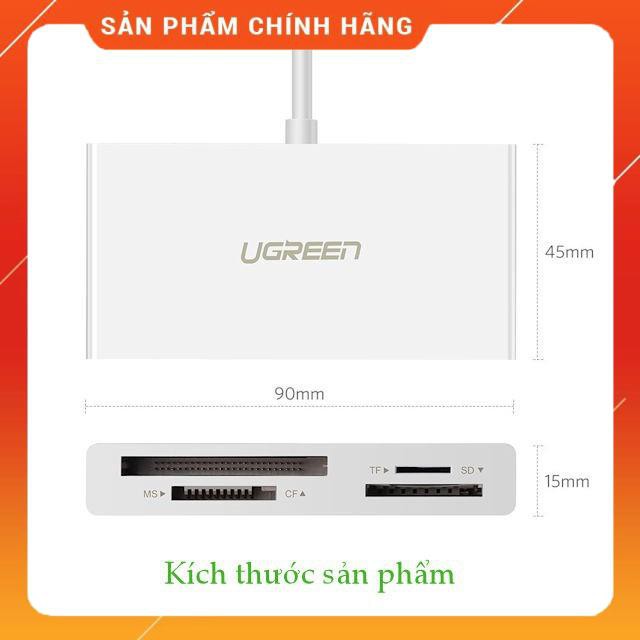 Bộ chuyển đổi USB-C sang đầu đọc thẻ nhớ 4 cổng Micro SD/SD/CF/MS UGREEN 40444 dailyphukien