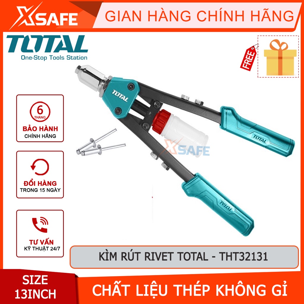 Kìm rút rivet Total THT32131 | Kềm(đinh tán) Size 13 inch chất liệu tay cầm thép + nhôm, dùng để rút rivet thép không rỉ