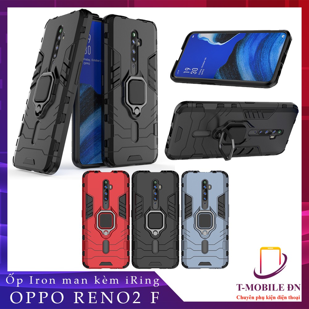 Ốp lưng Oppo Reno2 F / Oppo Reno 2F iron man chống sốc kèm nhẫn iring chống xem video bảo vệ camera