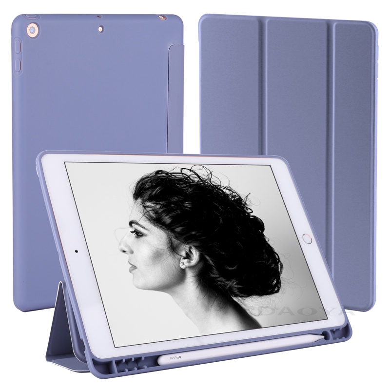 Bao da máy tính bảng bằng silicon có ngăn đựng bút thích hợp cho iPad 8/7/6/5/10.2/air 4/3/2/1/pro 10.5/11/mini 4/5