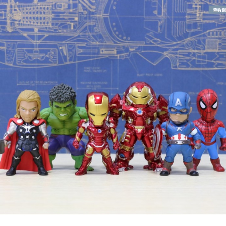 Mô Hình Siêu Anh Hùng Marvel 6 Nhân Vật - Đồ Chơi Mô Hình Mini Marvel Trang Trí Bàn Học, Bàn Làm Việc Siêu Đáng Yêu