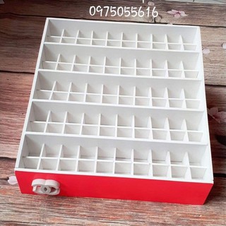 Khay son 100 ô phân tầng màu hồng
