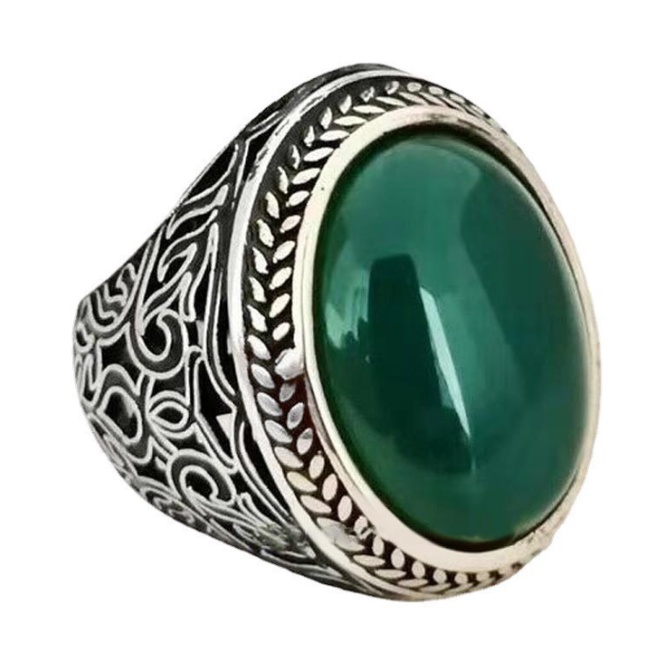 Nhẫn Nam Màu Bạc Đá Xanh Đẹp Cao Cấp Ảnh Thật - Nhẫn Chất liệu Titan Không Gỉ - Elas Ring