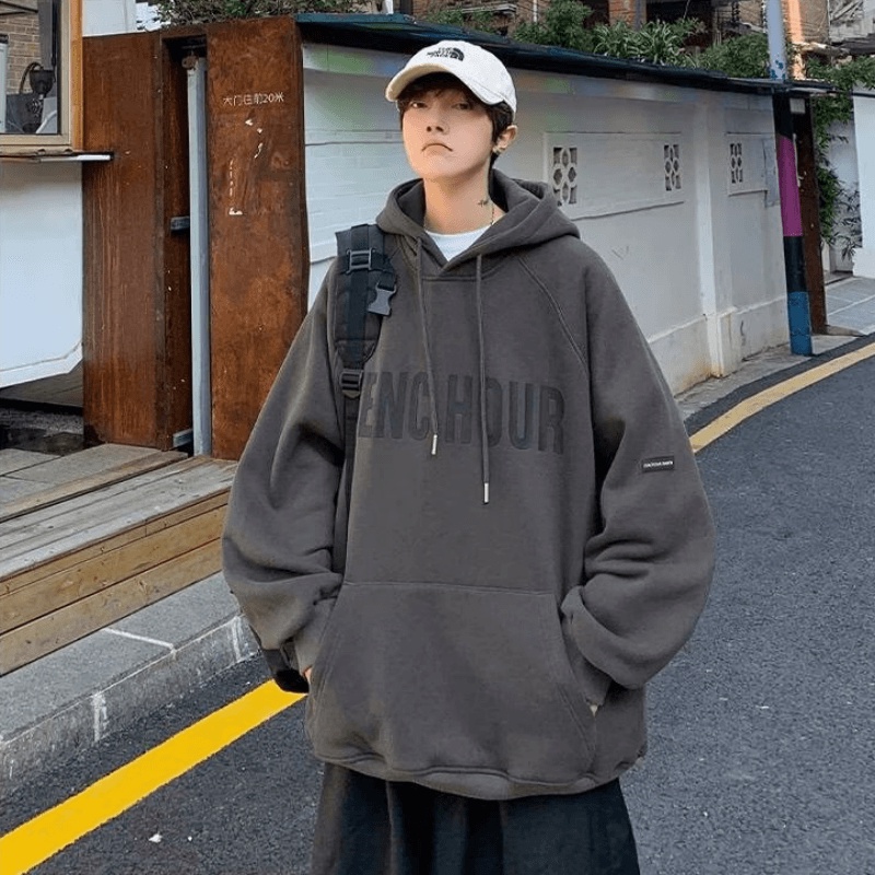【M-5XL】Korean version Street hip hop trend Men's loose hoodie letter Printed Winter Sweatshirt Unisex Large size Hoods