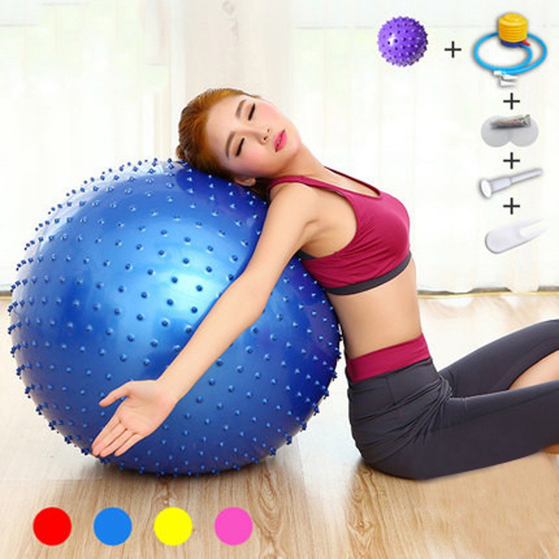 BÓNG TẬP YOGA GAI 65 CM tặng kèm bơm bóng và bộ nút bóng dự phòng