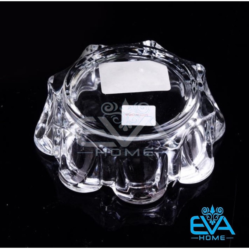 Gạt Tàn Thuốc Thuỷ Tinh Cao Cấp Glass Ashtray Kiểu Dáng Tròn Cánh Hoa Sang Trọng Deli 1025 M3334