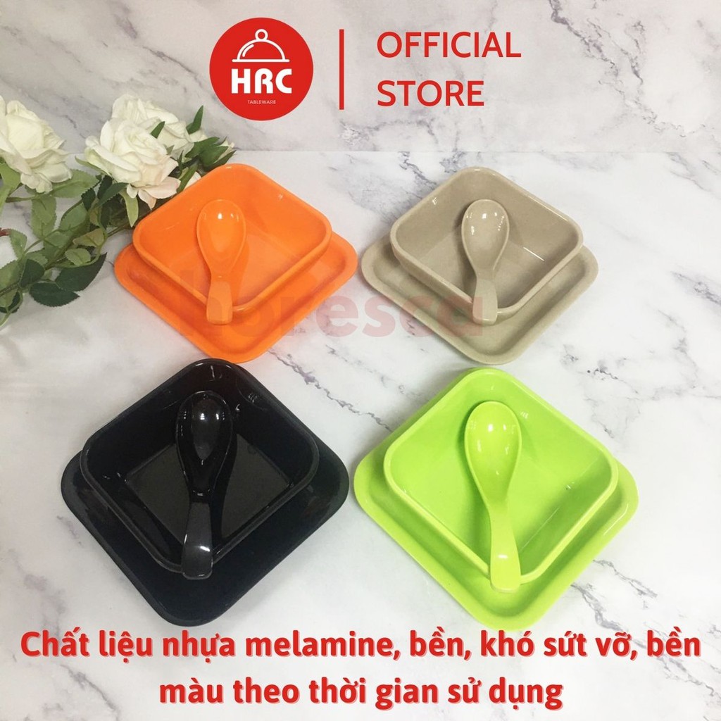 Bộ Tô, Thìa, Đĩa Chè Vuông Cao Cấp