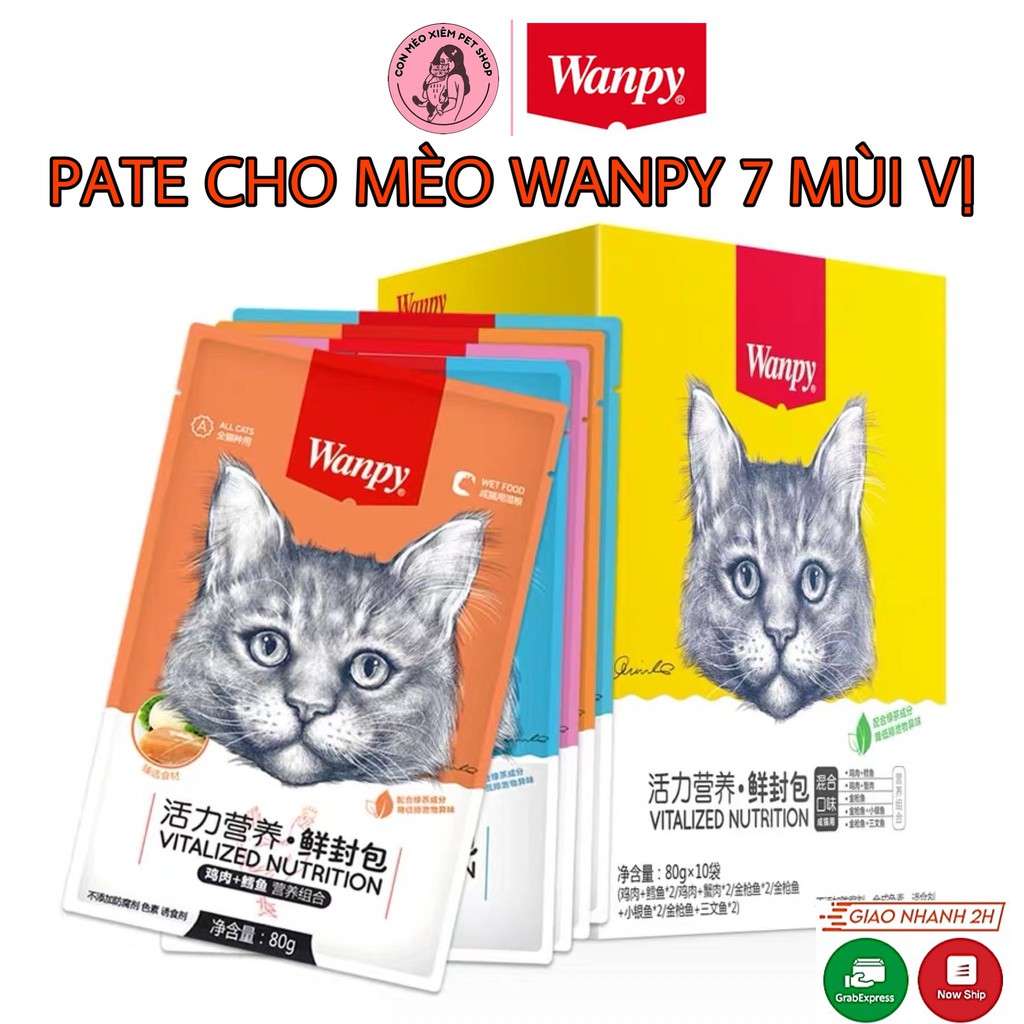 Pate cho mèo Wanpy 80g, thức ăn ướt tăng cân dinh dưỡng cho mèo con lớn nhỏ Con Mèo Xiêm