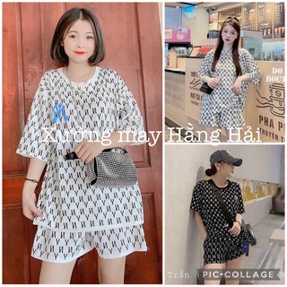 Set bộ thể thao đùi nữ NY ulzzang🌸 Set nữ cộc tay mùa hè siêu hot form rộng 2 màu đen, trắng🌸 freeship🌸 sale