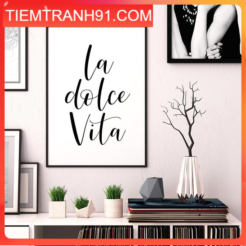 Tranh treo tường | - Typography-La Dolce Vita Printable Art, Italian Quote Print 51 , tranh canvas giá rẻ