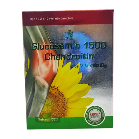 GLUCOSAMIN 1500 CHONDROITIN PLUS VITAMIN D3 - HỘP 100 VIÊN - HỖ TRỢ XƯƠNG KHỚP