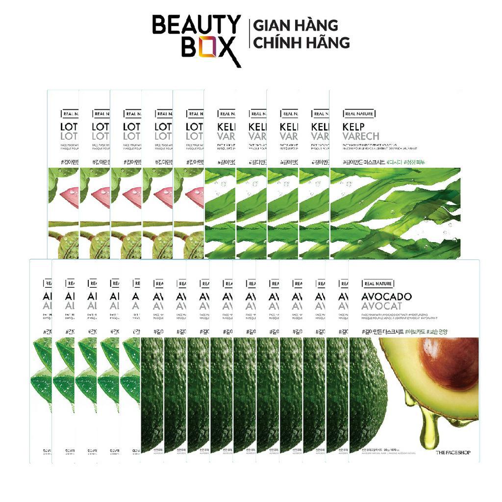 Combo 25 Mặt Nạ Sáng Da THE FACE SHOP Real Nature (bơ,hoa sen,rong biển,nha đam) 20g