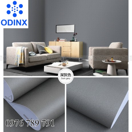 10m Giấy Dán Tường Màu Xám Trơn Có Keo Sẵn, Decal Dán Tường Phòng Ngủ  Chống Thấm Nước Bóc Dán Đơn Giản ODINX