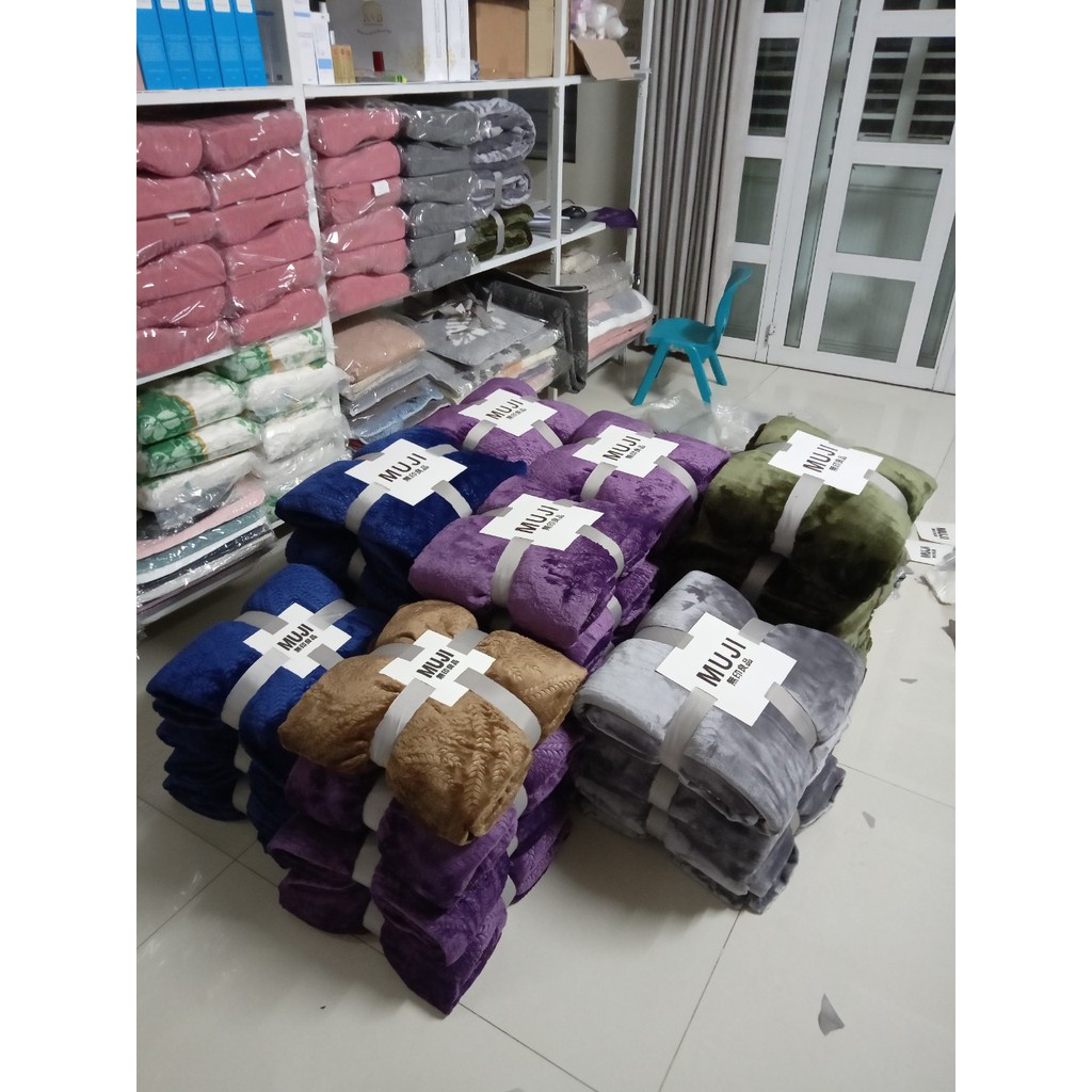 Chăn lông tuyết Muji BLANKET cao cấp hàng loại 1🍀 Êm mềm mịn mượt 1.8kg
