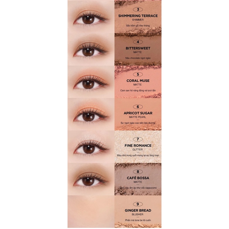 Bảng Phấn Mắt Và Má Hồng Đa Năng 9 Ô Màu Merzy Your Routine Eye Palette