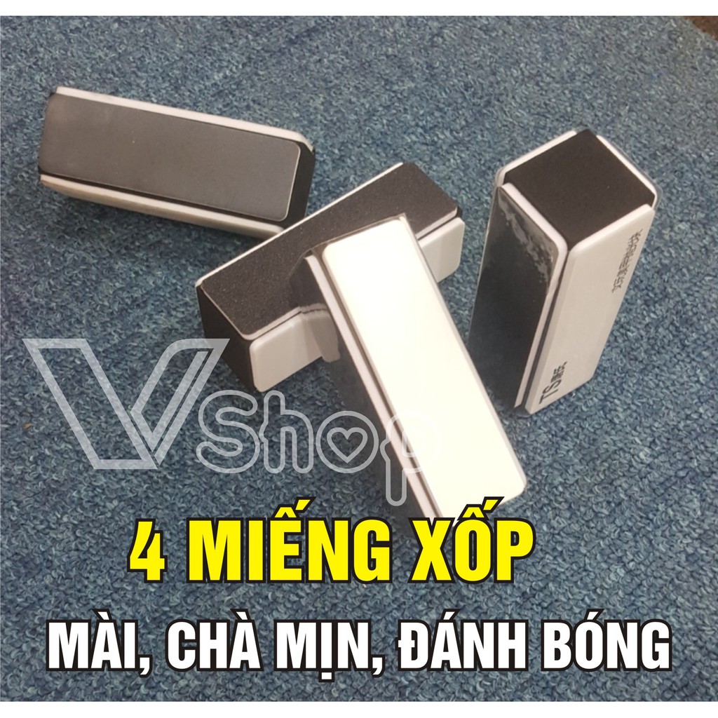 Bộ sản phẩm, 4 mếng mút xốp chuyên mài, chà nhám, đánh bóng