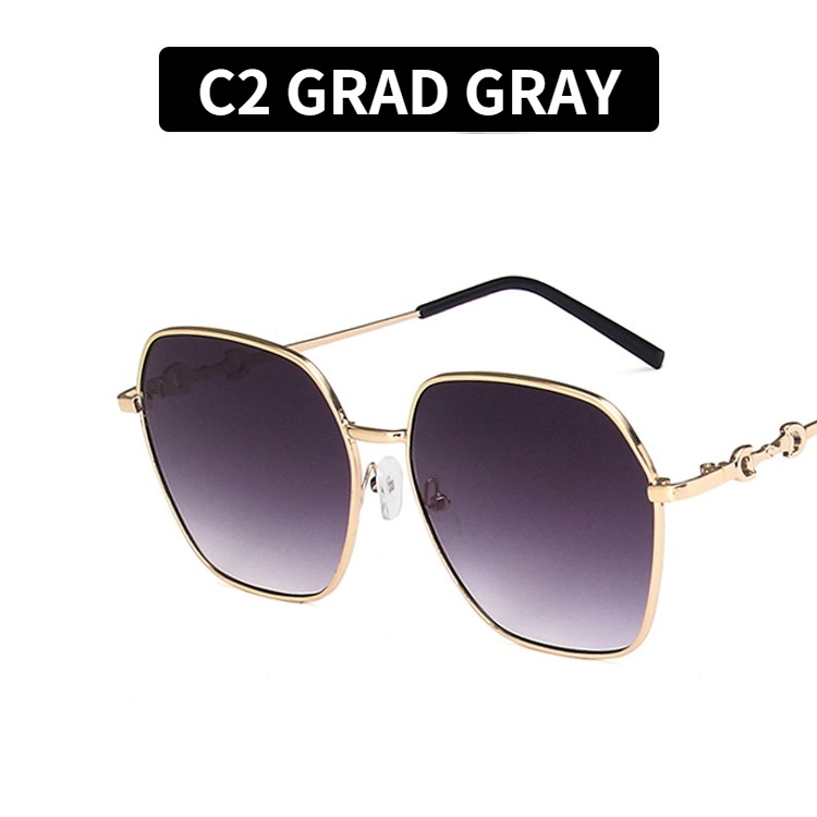 Kính Mát Gọng Kim Loại Tròng Màu Gradient Chống Tia UV400 Thời Trang Hàn Quốc Cho Nữ