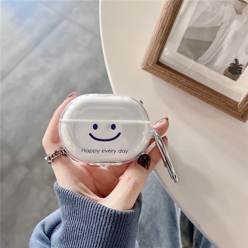 Vỏ Bảo Vệ Hộp Sạc Tai Nghe Huawei Freebuds Pro 2 Trong Suốt Họa Tiết Mặt Cười Và Trái Tim Dễ Thương