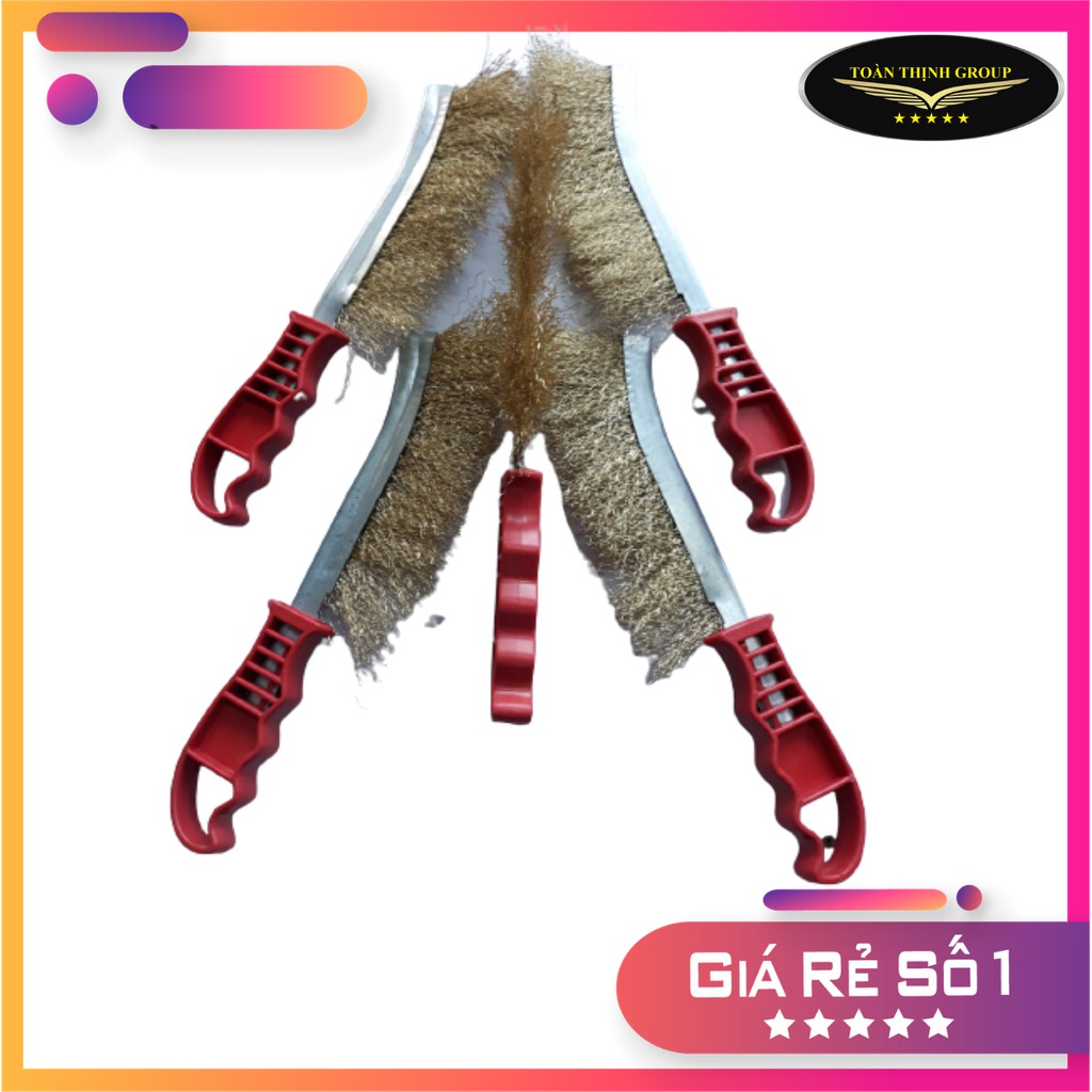 Bàn Chải Đánh Rỉ Cán Nhựa Đỏ 230mm - Bàn Chải Sắt Vệ Sinh Cọ Rỉ - Rẻ Bền Đẹp