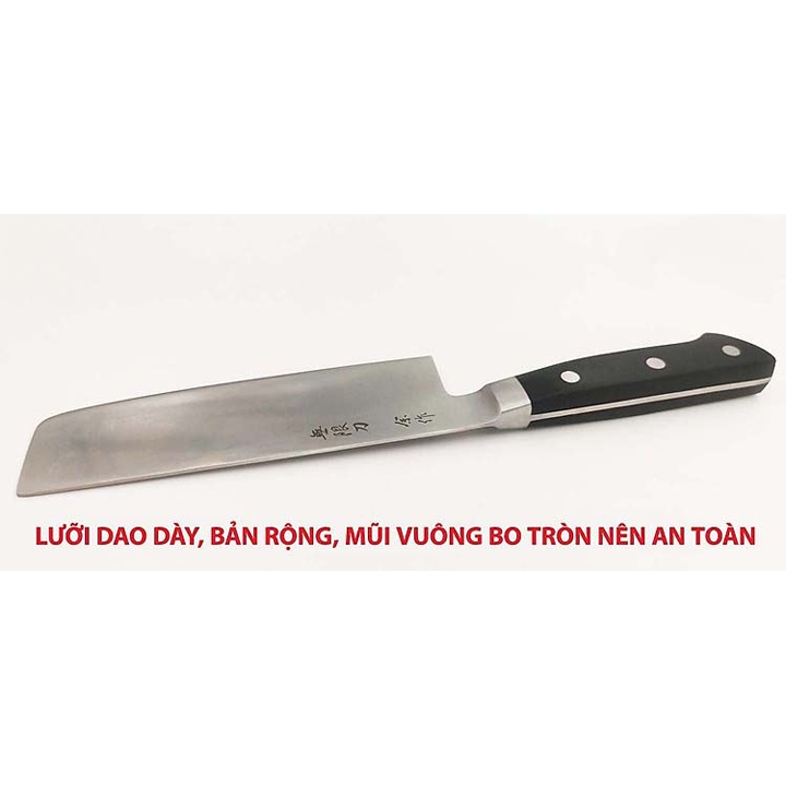 Dao bếp Nhật bản Nakiri đầu vuông lưỡi 16.5cm cán nhựa ABS Dao-A