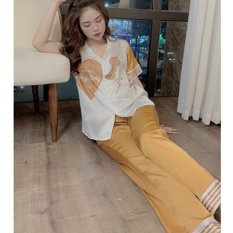 Đồ bộ nữ Vic's lụa Latin cao cấp, đồ ngủ hoạ tiết mặc nhà sang trọng L207 thời trang nữ pijama | BigBuy360 - bigbuy360.vn