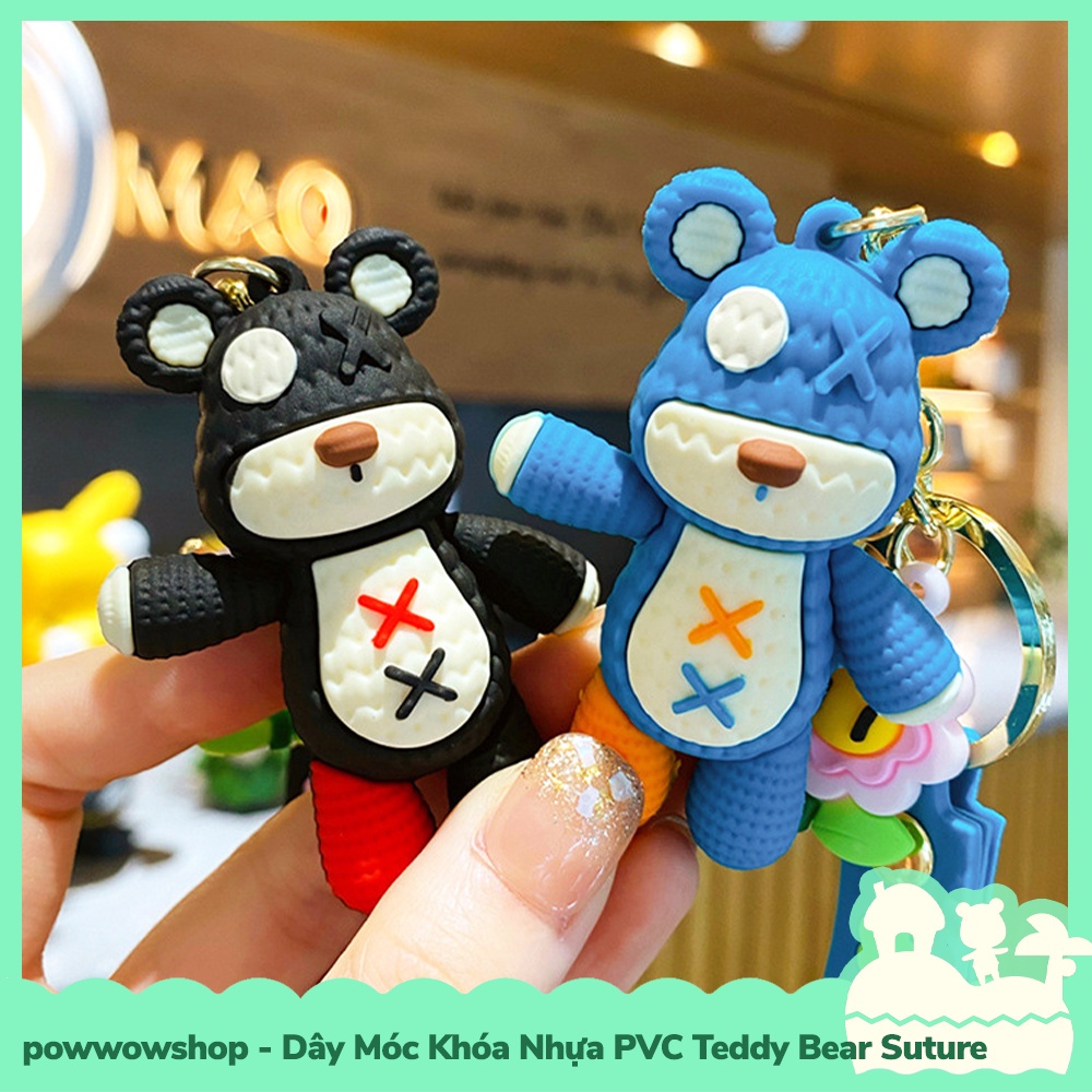 [Sẵn VN - Hỏa Tốc] Dây Móc Khóa Nhựa PVC Mẫu Teddy Bear Suture