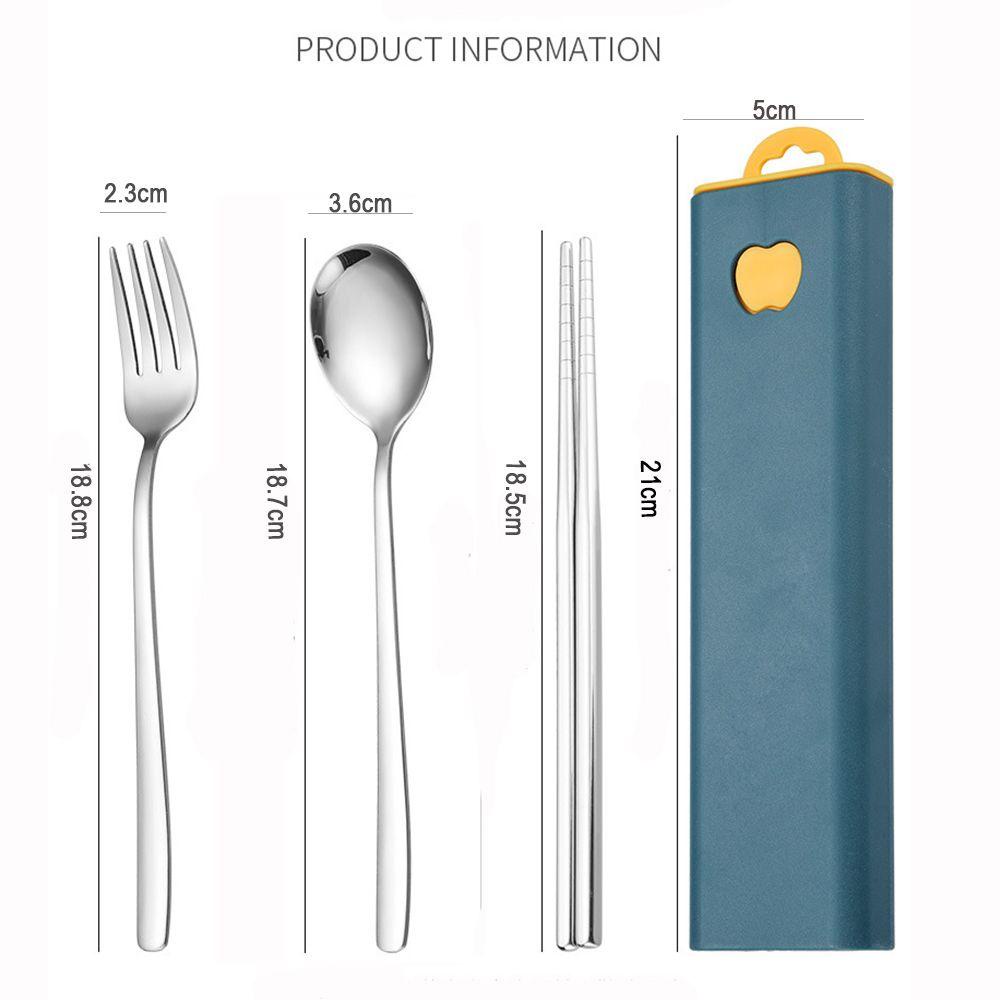 Bộ Dụng Cụ Ăn Uống Gồm Muỗng / Đũa / Nĩa Kèm Hộp Đựng Bằng Thép Không Gỉ Tiện