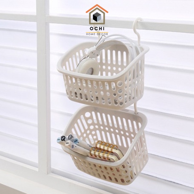 Giỏ nhựa, giỏ đa năng có móc treo, giỏ đựng đồ trồng hoa Ochi home