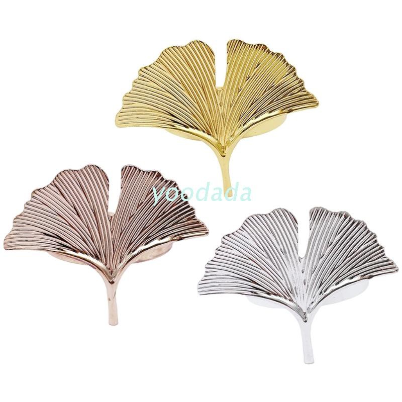 yoo 6pcs Ginkgo Leaves Napkin Ring Buckle Holders for Wedding Party Mother’s Day Dinner Table Decoration