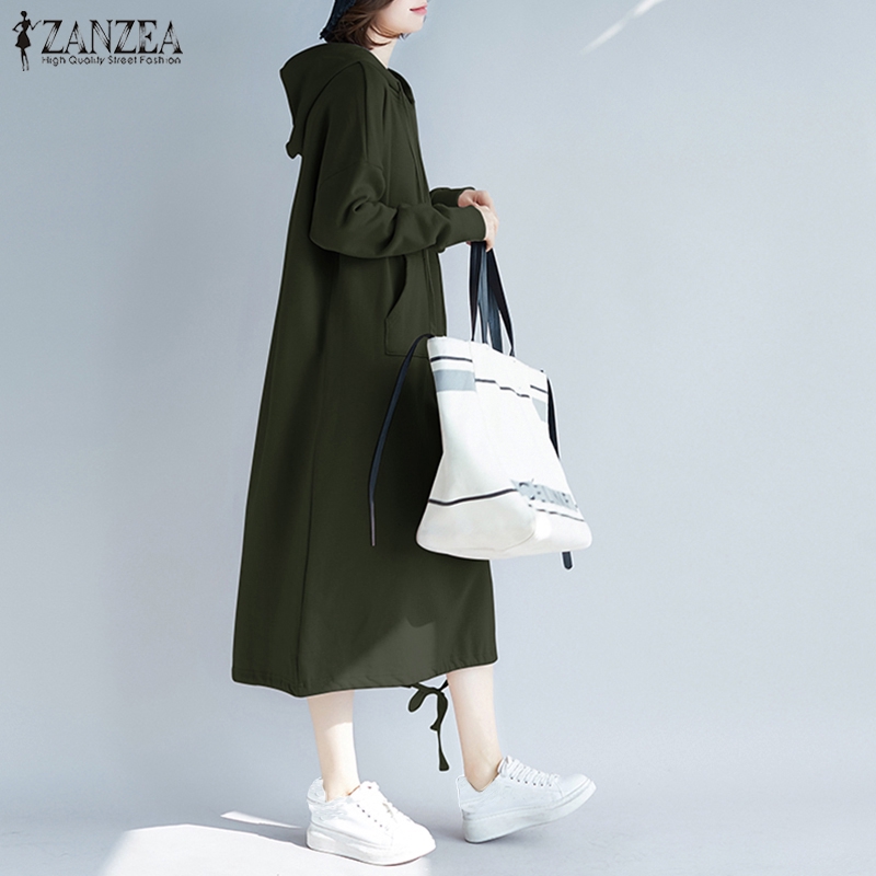 Đầm Hoodie ZANZEA Tay Dài Duyên Dáng Sành Điệu Cho Nữ | BigBuy360 - bigbuy360.vn