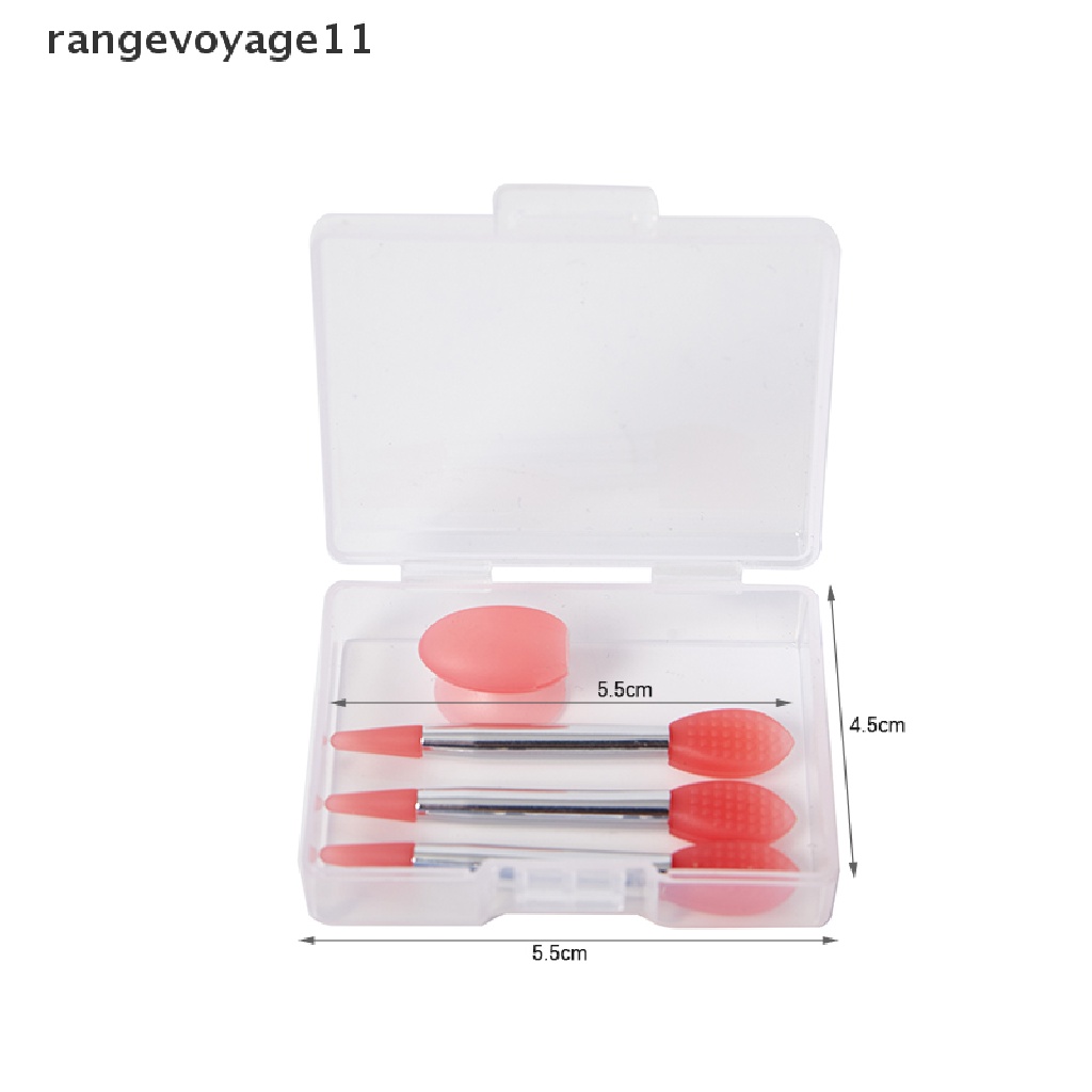 Set 3 cọ silicon quét son dưỡng môi chống bụi kèm nắp đậy