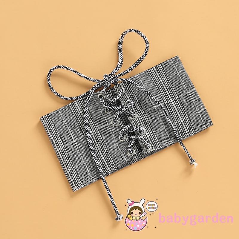 Váy thun tay ngắn kiểu cổ tròn trơn phối dây buộc thời trang cho bé gái từ 1 - 6 tuổi