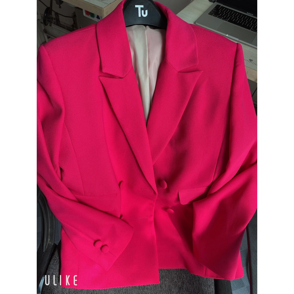 Áo vest blazer hồng neon