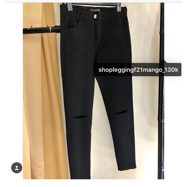 Quần rách gối đen trắng [Ảnh thật]