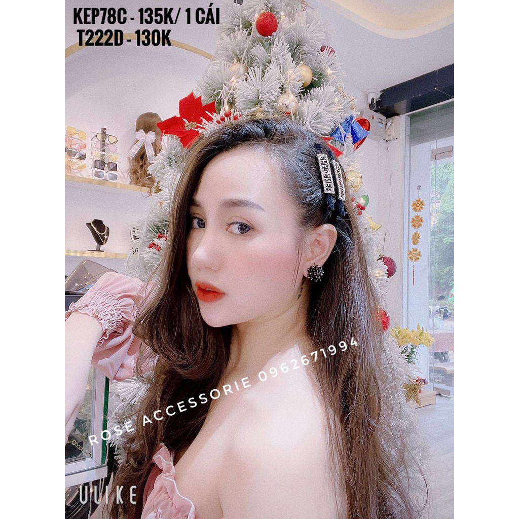 Phụ Kiện Thời Trang Kẹp Tóc Mái Đính Viền Đá Xung Quanh Chữ Chanel, Gucci Phong Cách Hàn Quốc KEP78