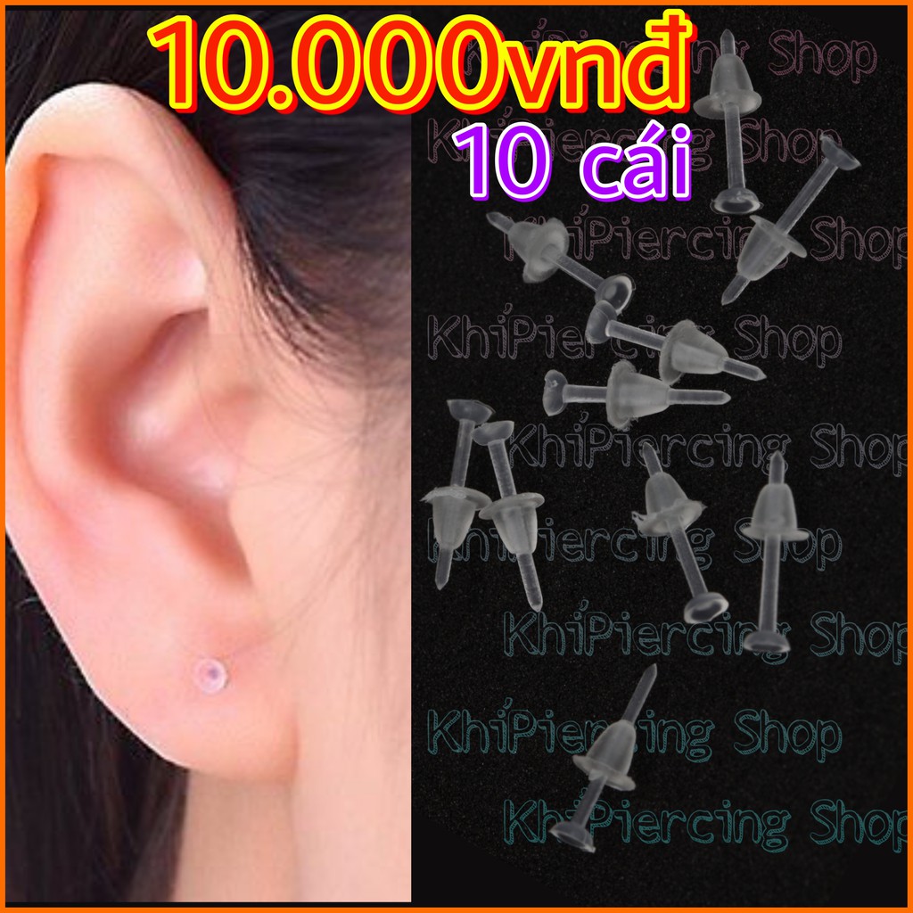 Khuyên Tai Nhựa Giữ Lỗ 10 Chiếc