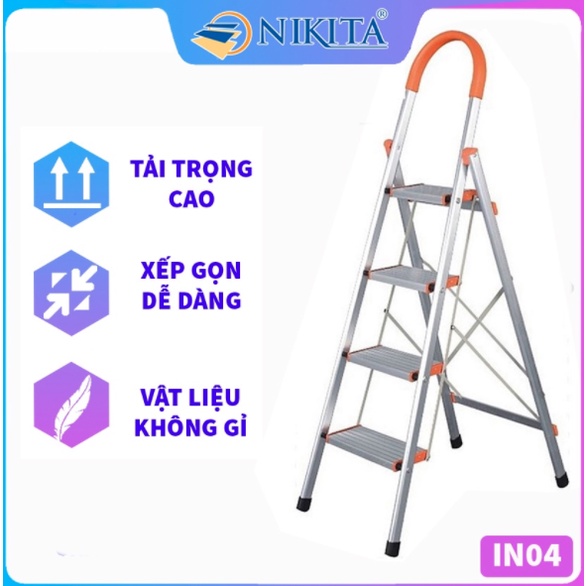 Thang ghế NIKITA IN04 4 bậc chính hãng Inox cao cấp