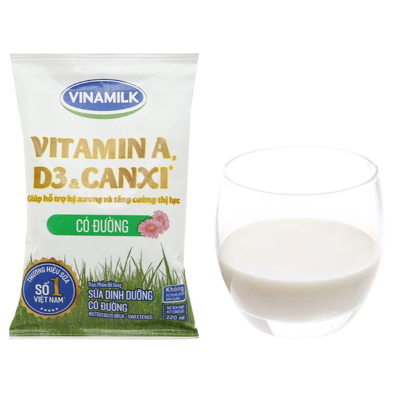 Sữa dinh dưỡng có đường Vinamilk A&D3 bịch 220ml