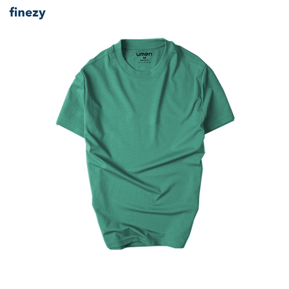 Áo thun basic nam màu xanh rêu cổ tròn tay ngắn Finezy vải cotton co giãn, thoáng mát