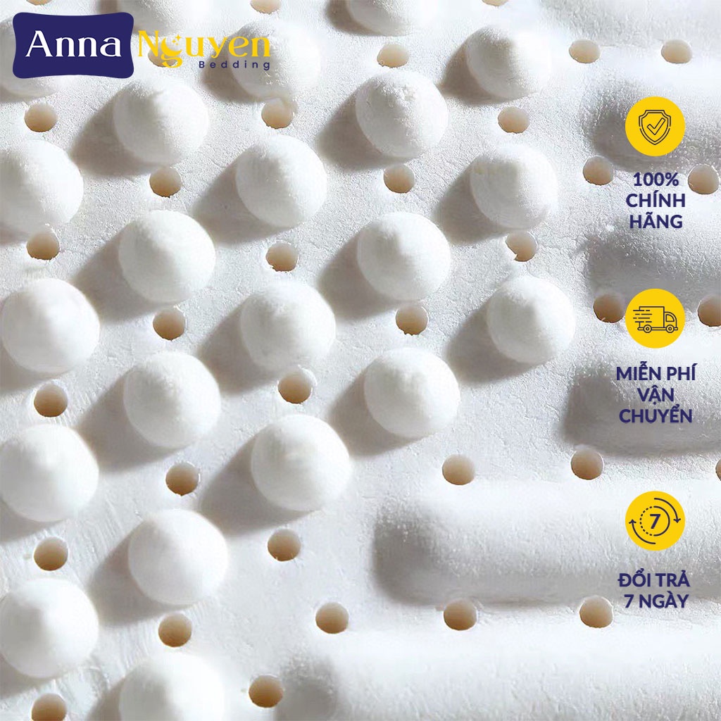 Gối Cao Su Non Thiên Nhiên Latex Pillow Không Áp Suất Chống Đau Cổ Vai Gáy Anna Nguyen Ruột Gối Nằm Ngủ Kê Cổ Cao Cấp