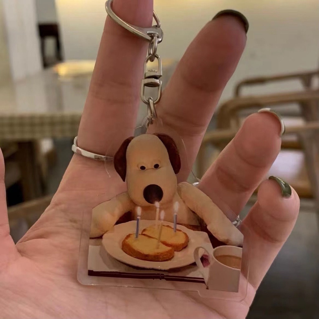 Móc Khóa Hình Chú Chó Bằng Acrylic Dễ Thương Phong Cách Retro