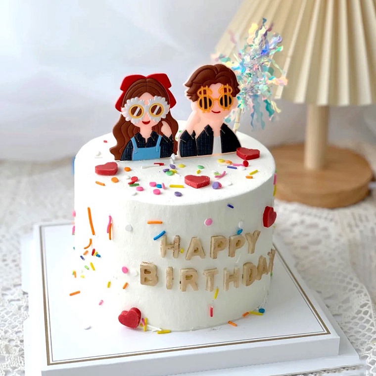 thẻ cắm trang trí bánh kem [FREESHIP❤️] sét 5 thẻ cắm tua rua óng ánh